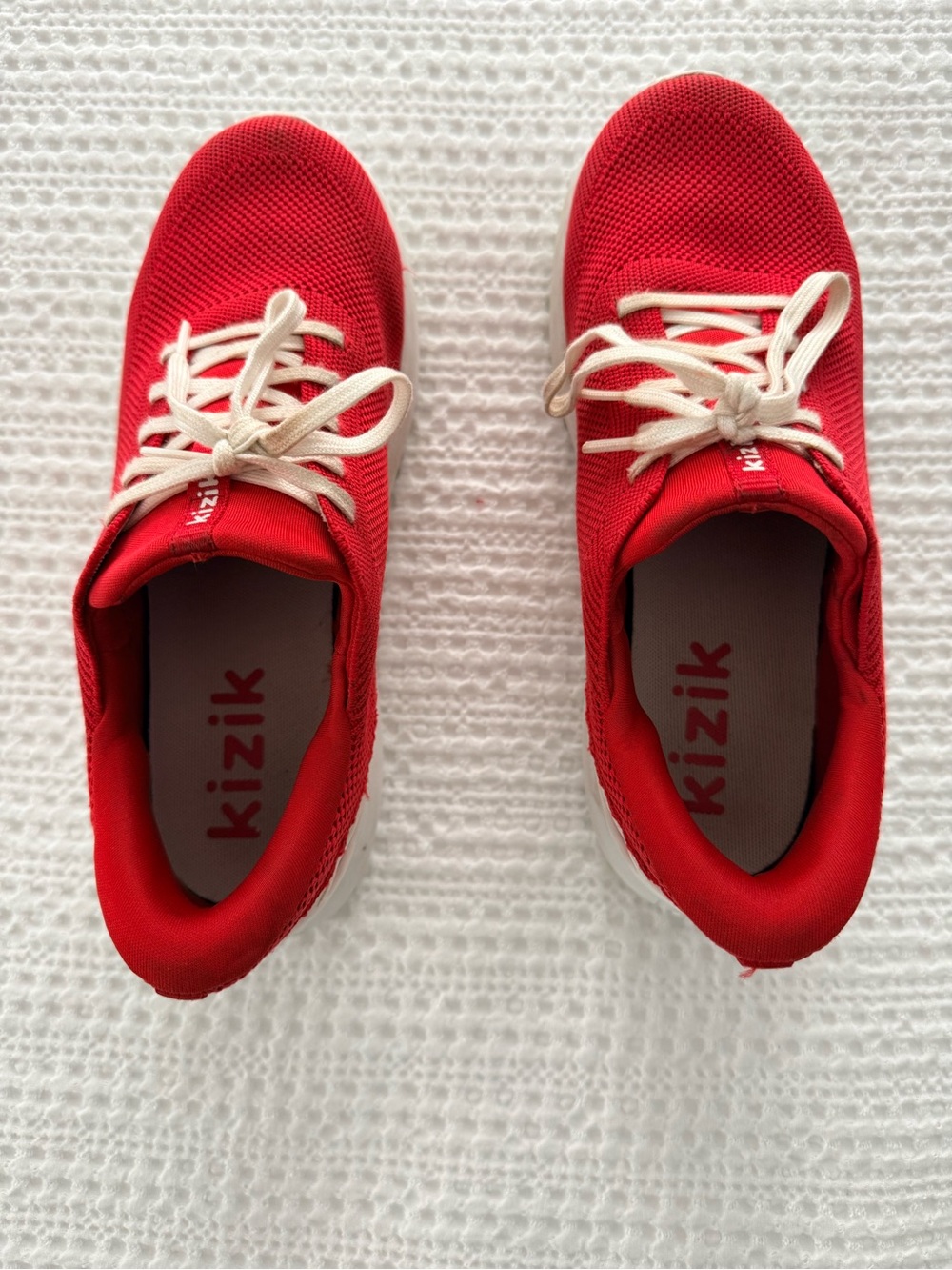 Kizik Kids Lightweight Step In Red Lace-Up Sneakers
